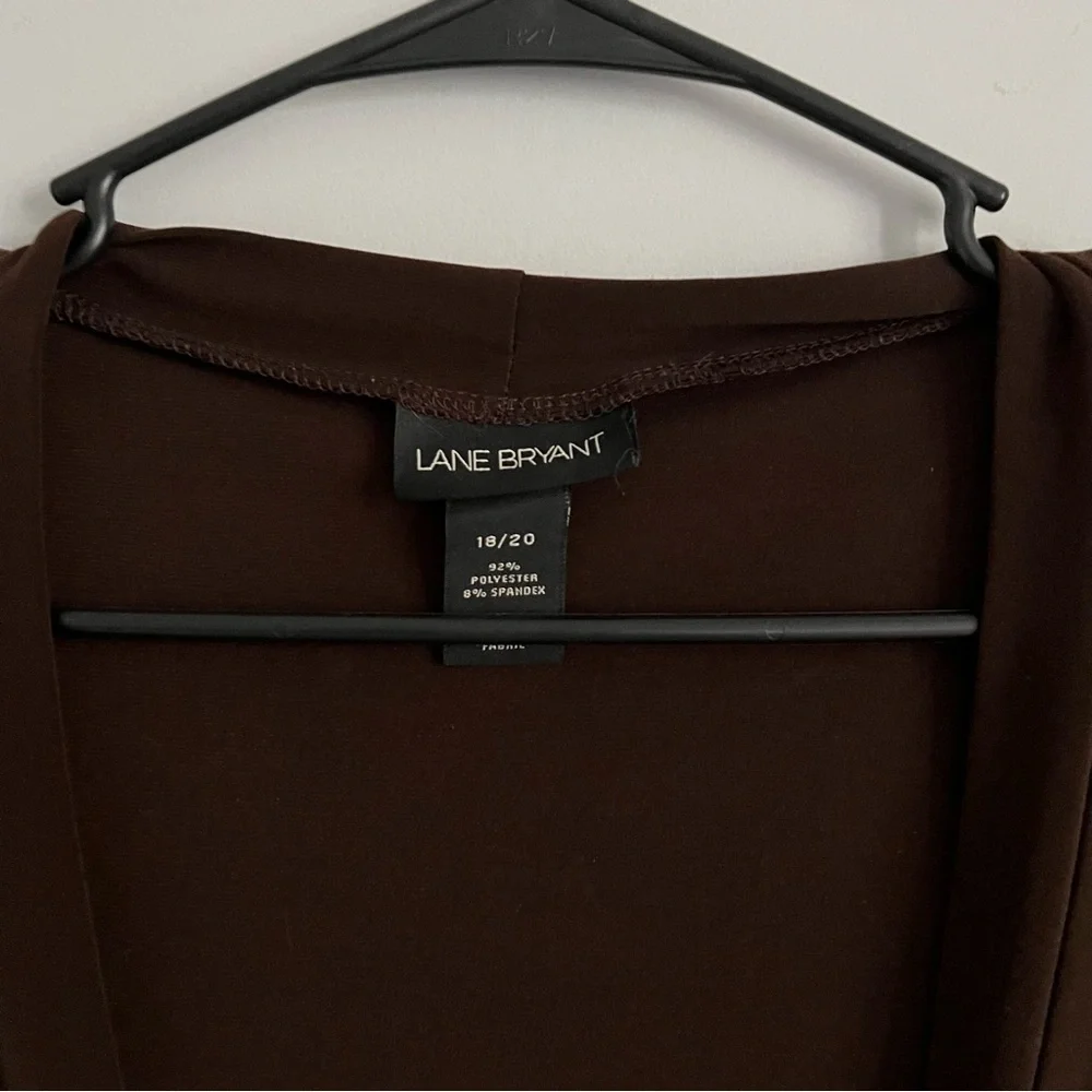 Lane Bryant Brown Long Sleeve Cropped Tie Wrap Cardigan